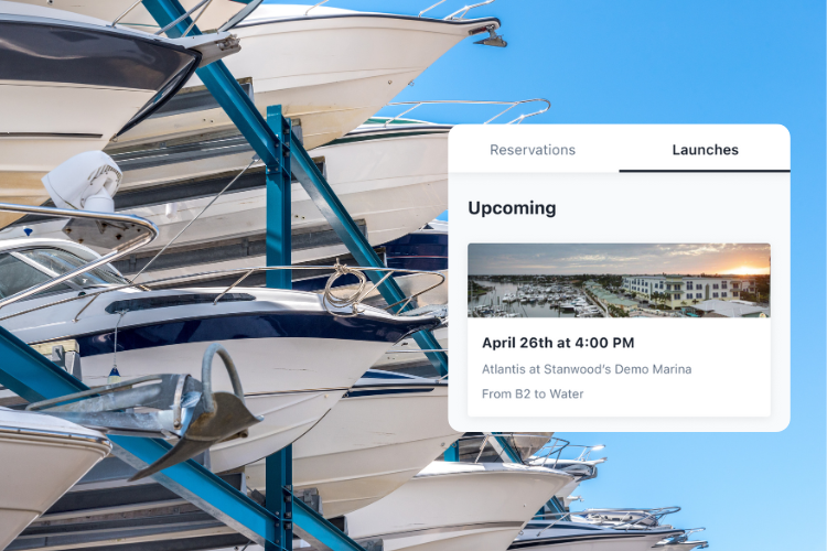 Dockwa dry stack marina software interface designed to streamline boat lift scheduling and storage.