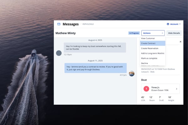 Dockwa digital contract screen